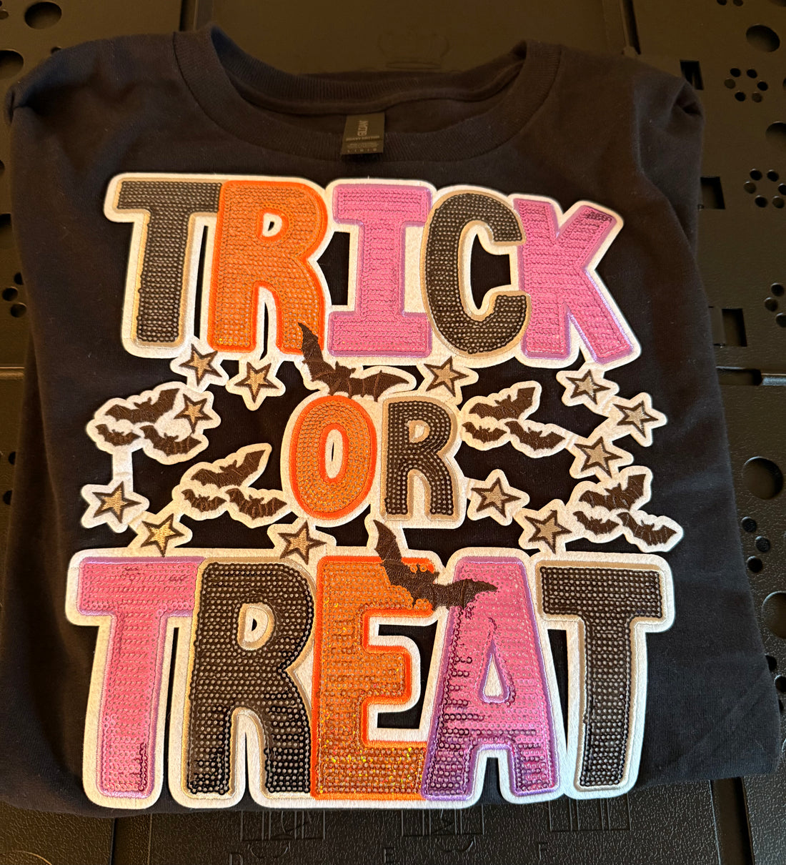 Trick Or Treat Sequin Long Sleeve Shirt( READY TO WEAR)