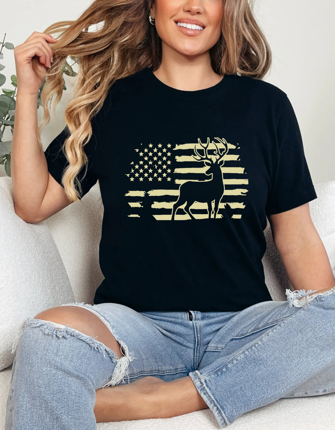 Deer Flag American T-Shirt (READY TO WEAR)